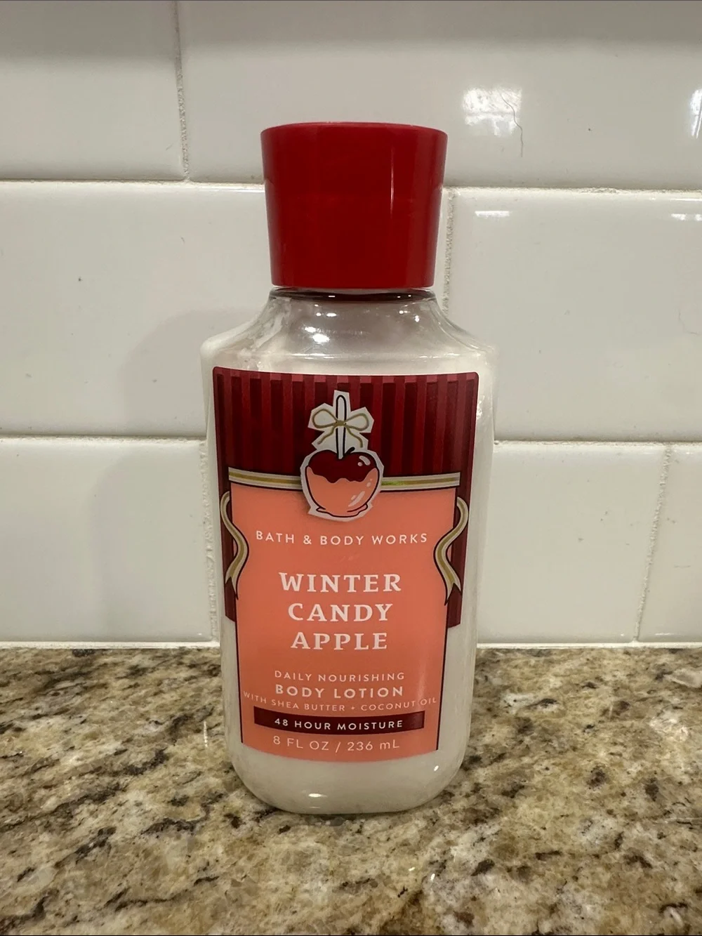 NEW Bath & Body Works Winter Candy Apple Body Lotion - Red 8 OZ